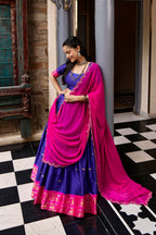 South Indian Cotton Silk Zari Lehenga Set | Tulip Designer
