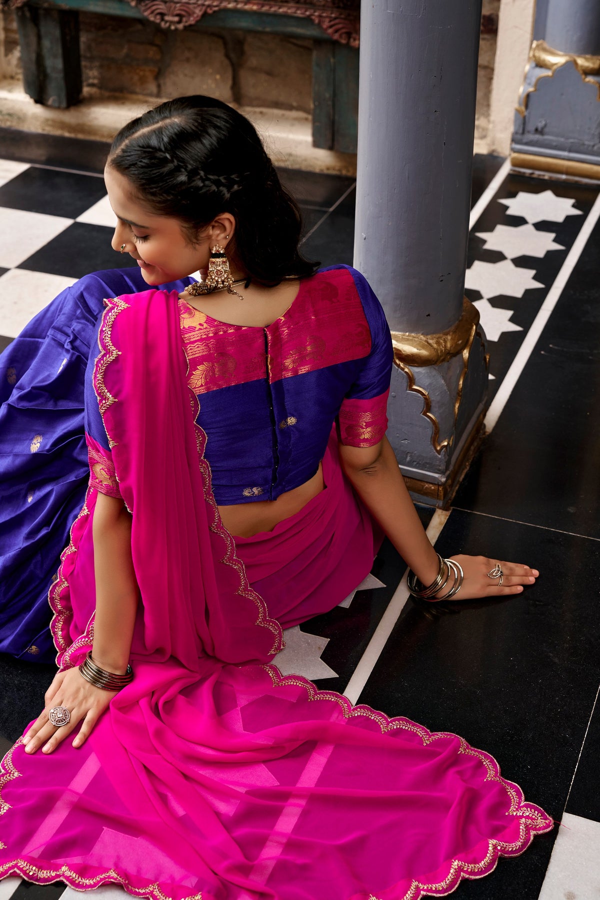 South Indian Cotton Silk Zari Lehenga Set | Tulip Designer
