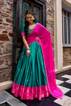 South Indian Cotton Silk Zari Lehenga Set | Tulip Designer
