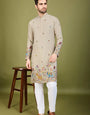 Ivery Color Embroidered Work Cotton Kurta for Men