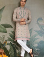 Ivory Color Embroidered Kurta Pajama for Men