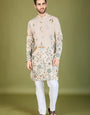 Ivory Viscose Rayon Designer Men's Kurta Online