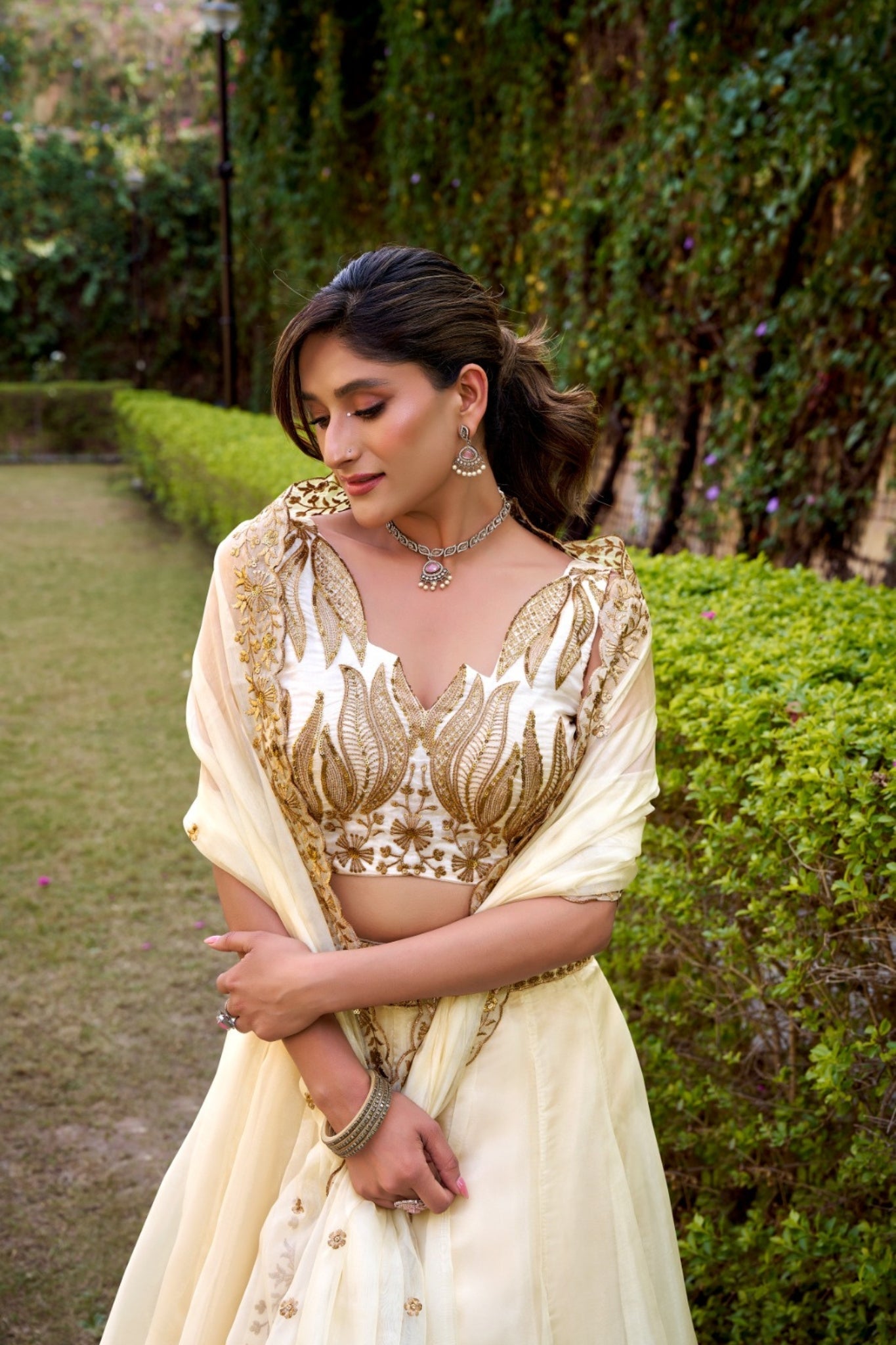 Ethereal Ivory Chanda Silk Lehenga Set Crafted For Modern Royalty