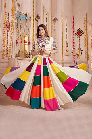 Stylish White Chaniya Choli with Jacket for Navratri Nights