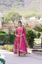 Jacquard With Sequins Embroidered Work Gown & Dupatta Set
