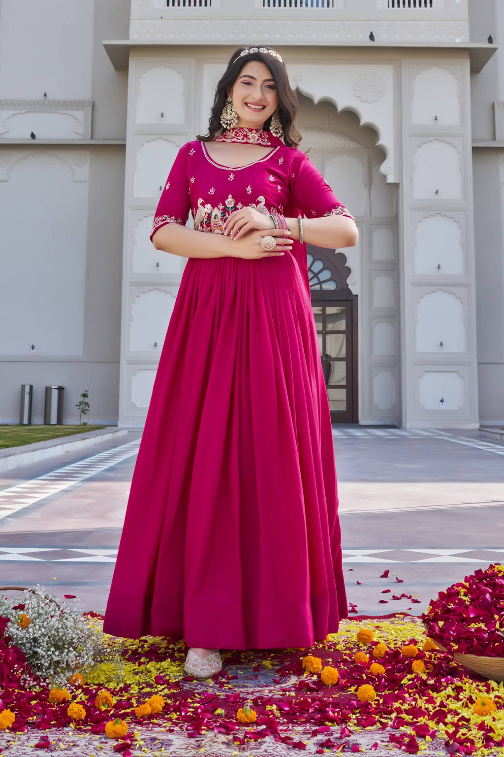 Premium Jacquard Weaving Gown Set for Festive & Wedding Wear