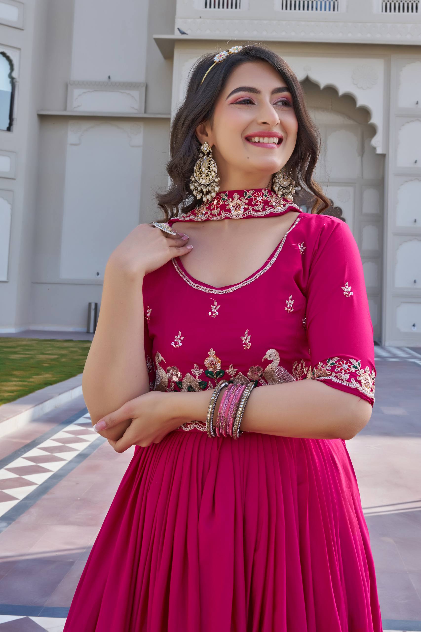 Premium Jacquard Weaving Gown Set for Festive & Wedding Wear