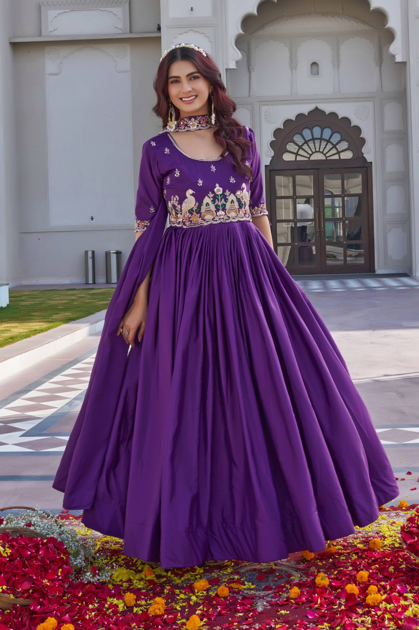Premium Jacquard Weaving Gown Set for Festive & Wedding Wear