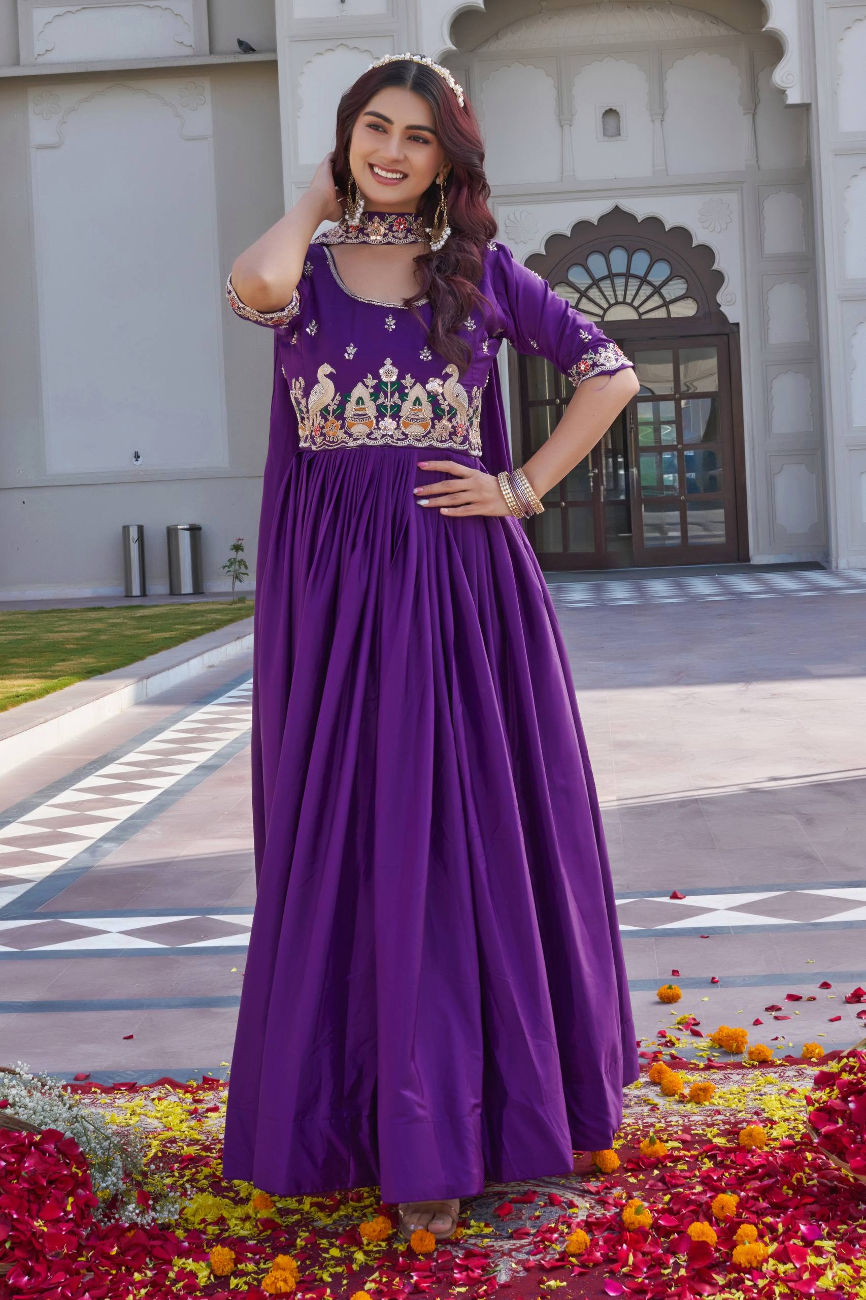 Premium Jacquard Weaving Gown Set for Festive & Wedding Wear