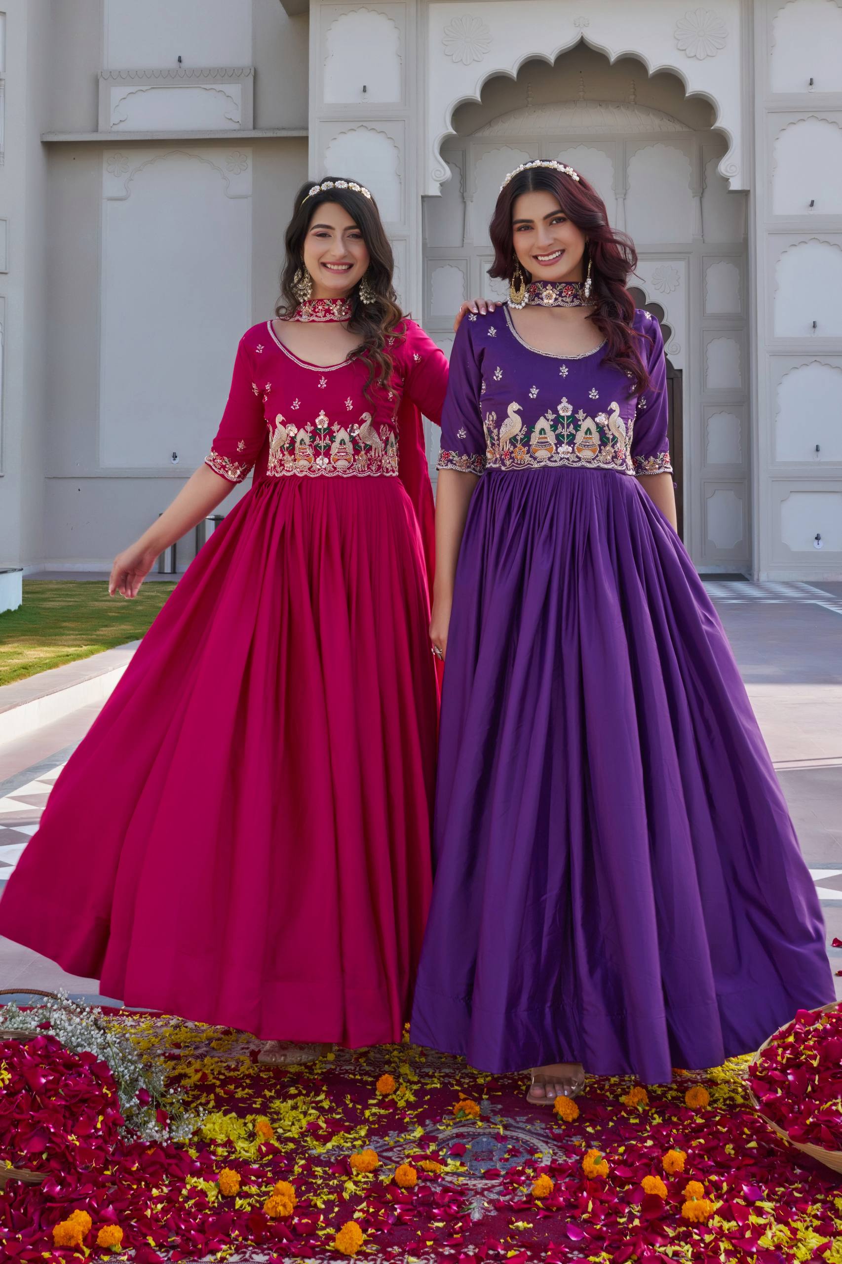 Premium Jacquard Weaving Gown Set for Festive & Wedding Wear
