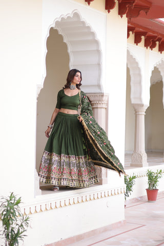 TILTON VICHITRA SILK HEAVY SEQUINS AND TREAD EMBROIDERED LEHENGA CHOLI WITH DUPATTA