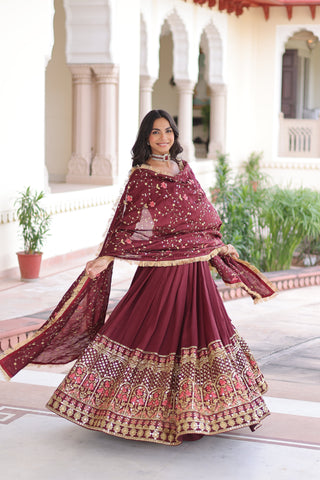 TILTON VICHITRA SILK HEAVY SEQUINS AND TREAD EMBROIDERED LEHENGA CHOLI WITH DUPATTA