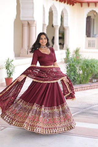 TILTON VICHITRA SILK HEAVY SEQUINS AND TREAD EMBROIDERED LEHENGA CHOLI WITH DUPATTA