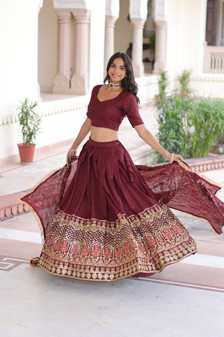 TILTON VICHITRA SILK HEAVY SEQUINS AND TREAD EMBROIDERED LEHENGA CHOLI WITH DUPATTA