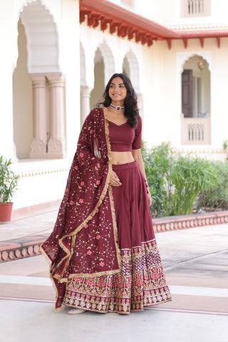TILTON VICHITRA SILK HEAVY SEQUINS AND TREAD EMBROIDERED LEHENGA CHOLI WITH DUPATTA