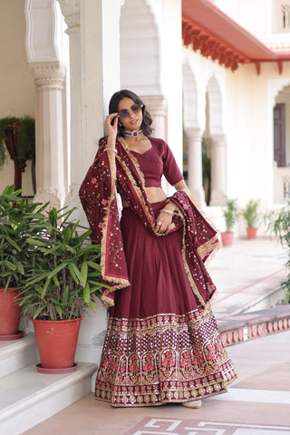 TILTON VICHITRA SILK HEAVY SEQUINS AND TREAD EMBROIDERED LEHENGA CHOLI WITH DUPATTA