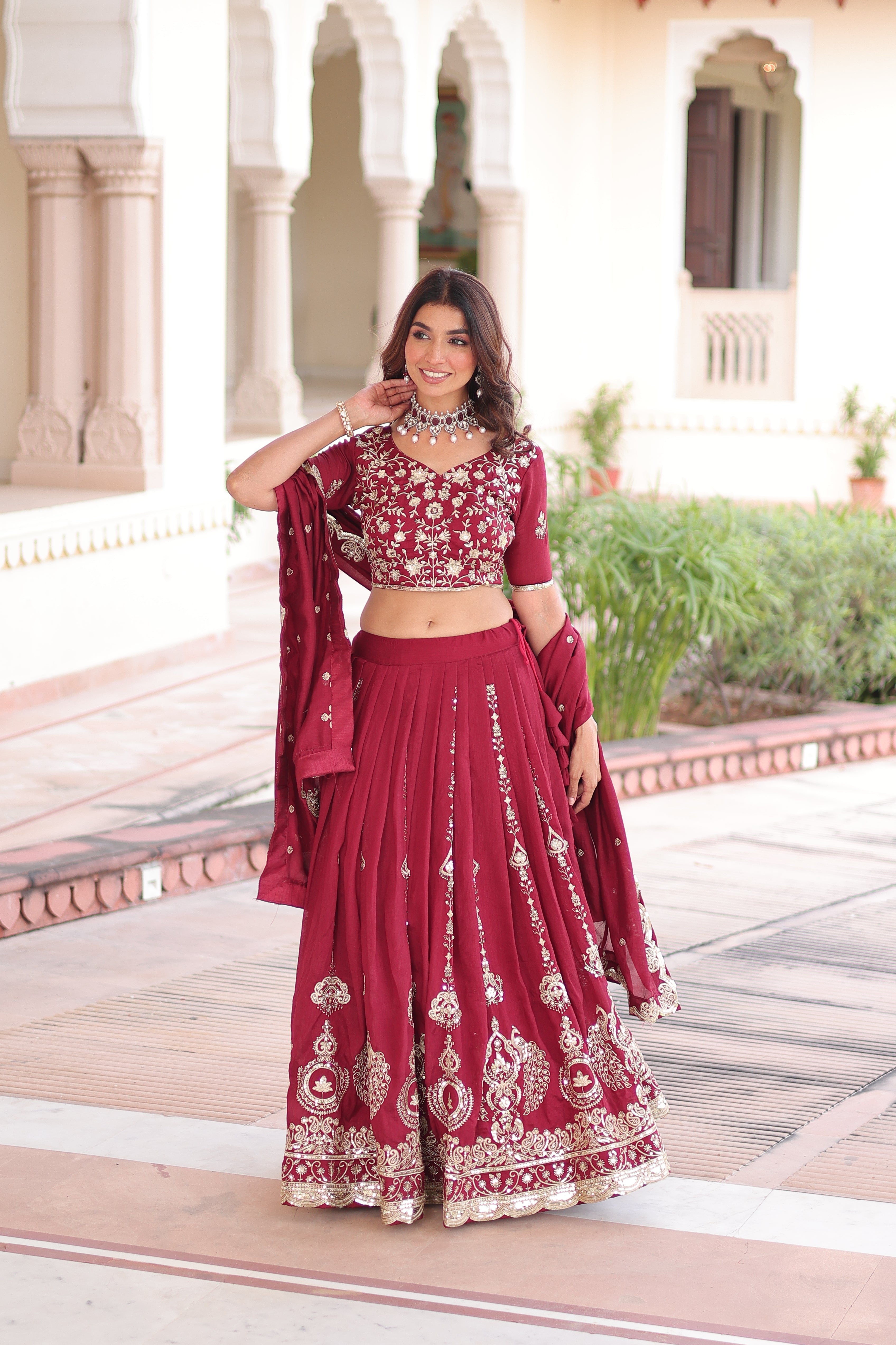 TILTON VICHITRA SILK HEAVY SEQUINS AND EMBROIDERED LEHENGA CHOLI WITH DUPATTA