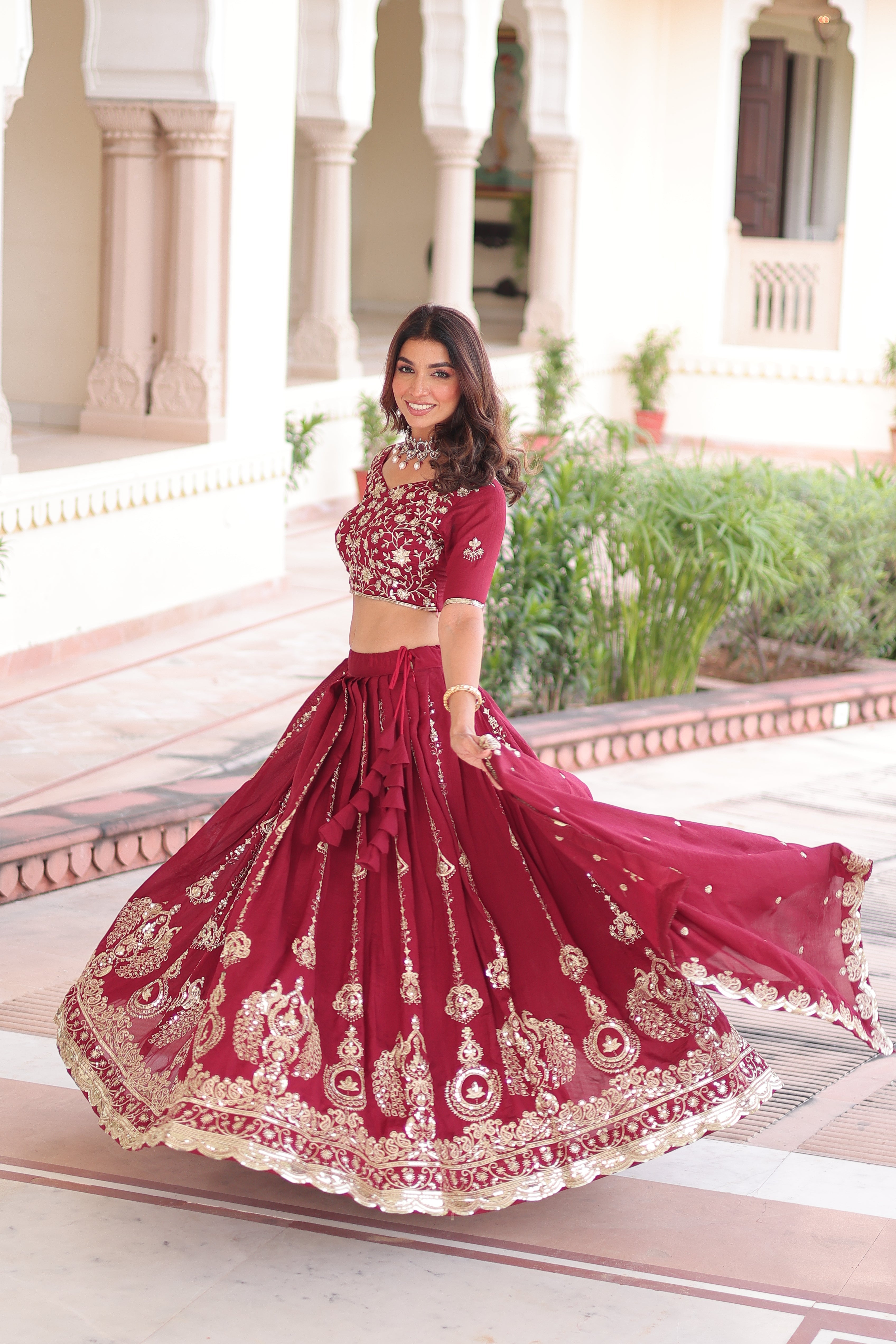 TILTON VICHITRA SILK HEAVY SEQUINS AND EMBROIDERED LEHENGA CHOLI WITH DUPATTA