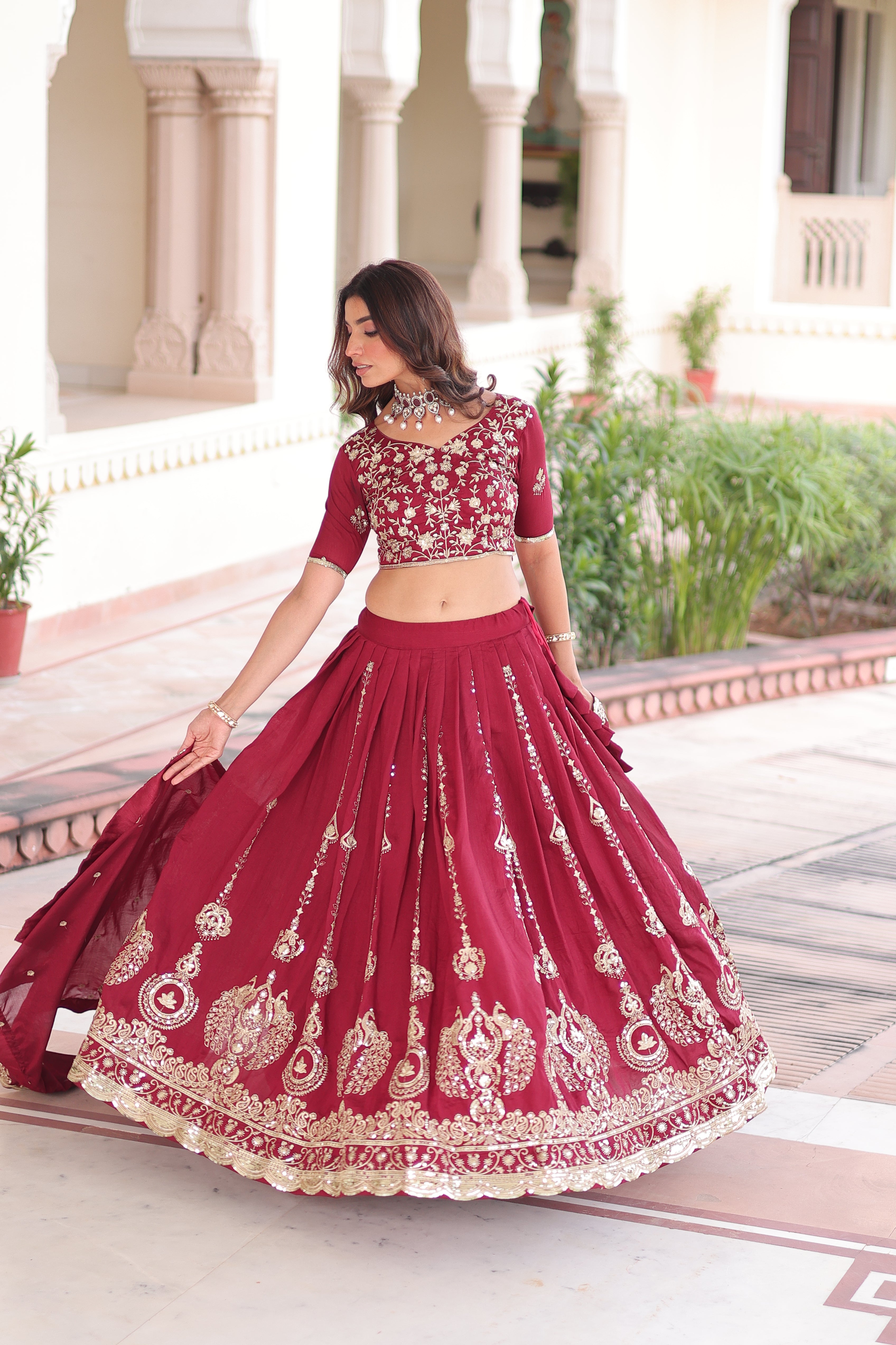 TILTON VICHITRA SILK HEAVY SEQUINS AND EMBROIDERED LEHENGA CHOLI WITH DUPATTA