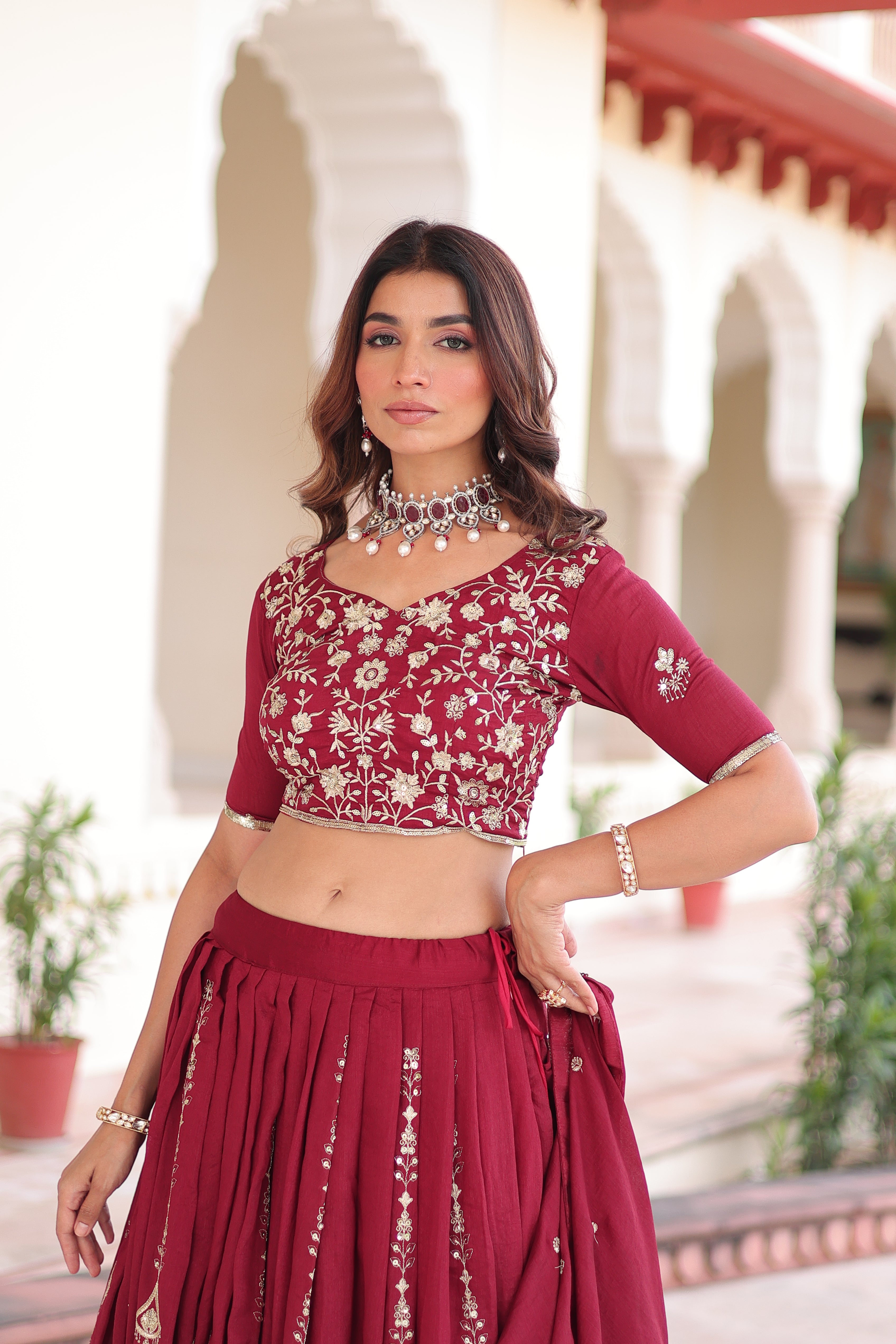 TILTON VICHITRA SILK HEAVY SEQUINS AND EMBROIDERED LEHENGA CHOLI WITH DUPATTA