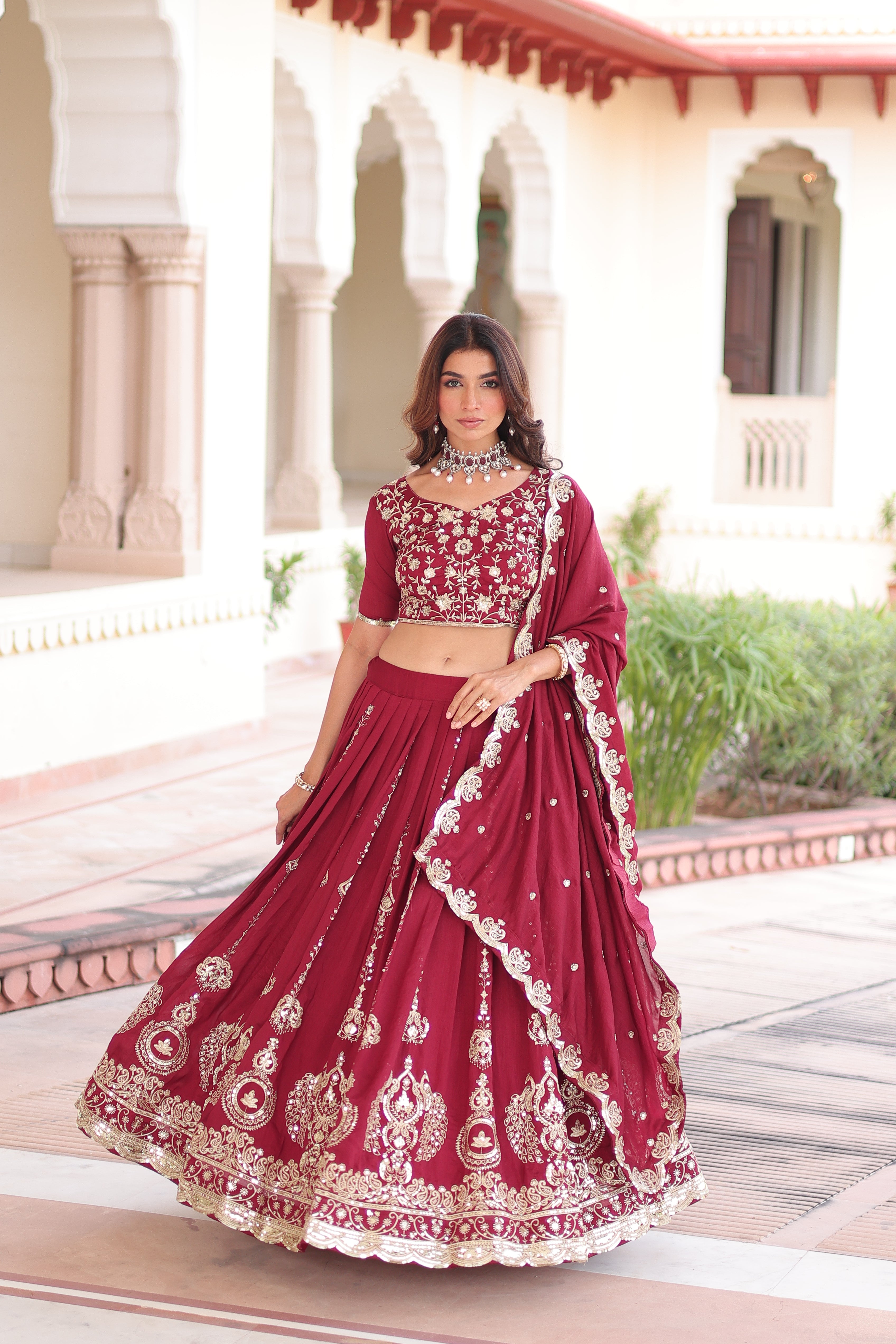 TILTON VICHITRA SILK HEAVY SEQUINS AND EMBROIDERED LEHENGA CHOLI WITH DUPATTA