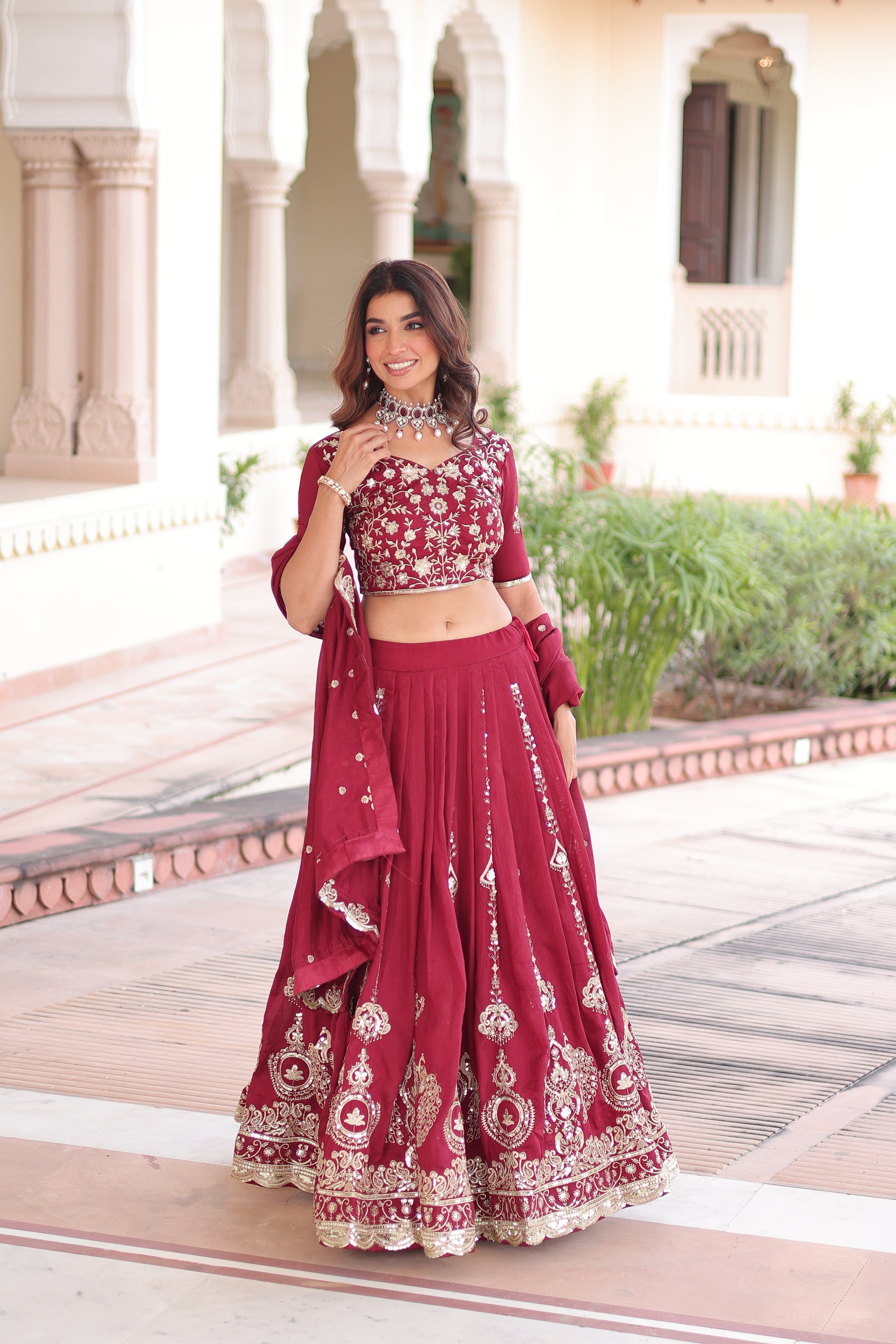 TILTON VICHITRA SILK HEAVY SEQUINS AND EMBROIDERED LEHENGA CHOLI WITH DUPATTA