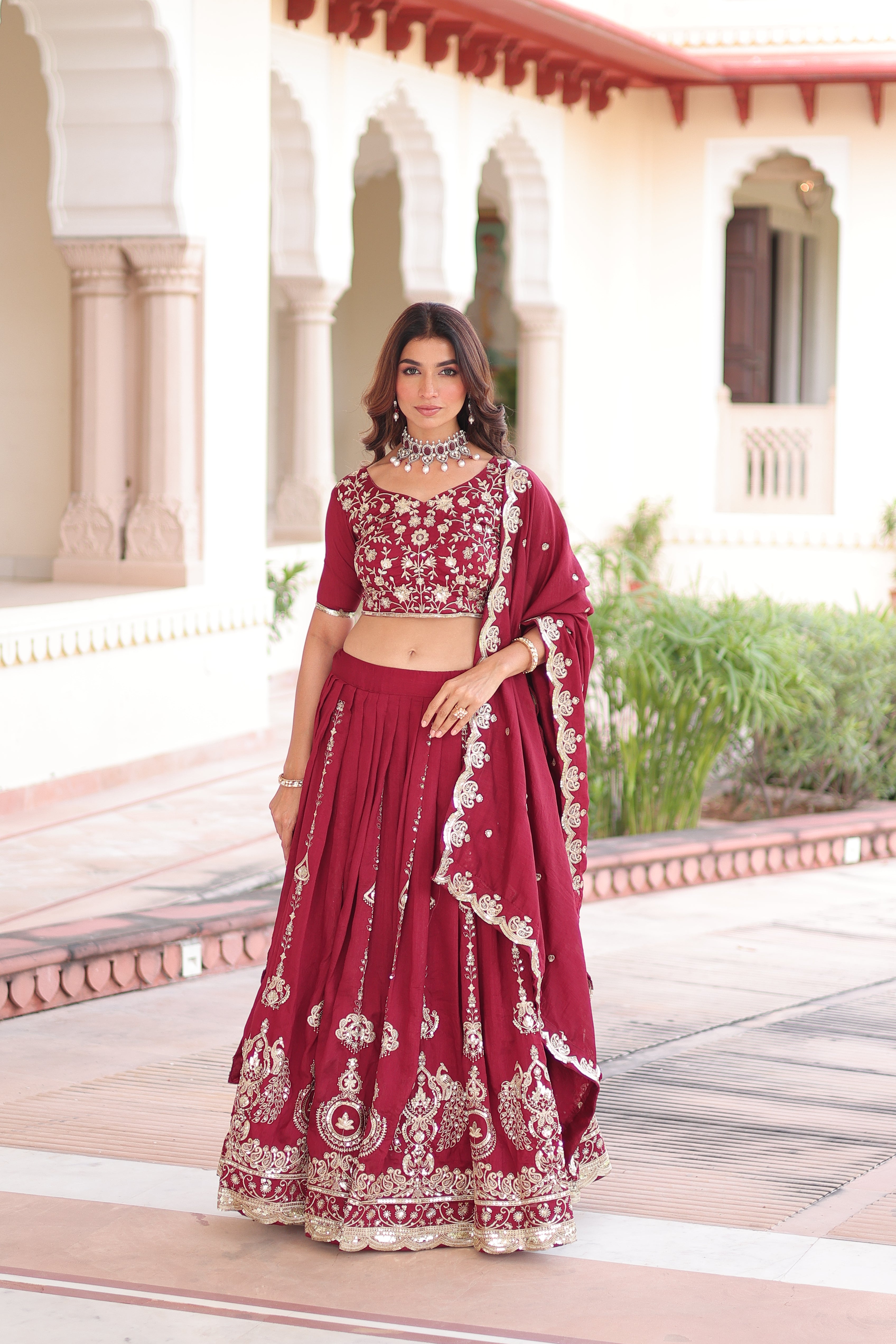 TILTON VICHITRA SILK HEAVY SEQUINS AND EMBROIDERED LEHENGA CHOLI WITH DUPATTA