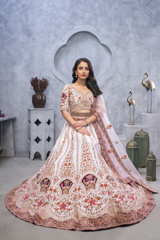 Light Purple Organza Silk Bridal Lehenga with Zari Paisley Embroider
