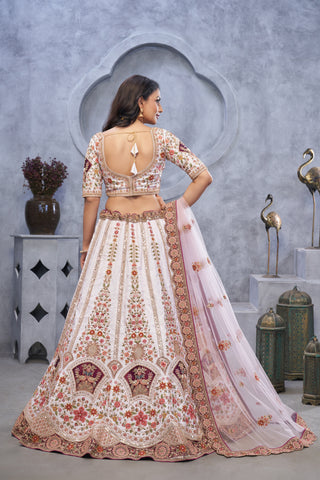 Light Purple Organza Silk Bridal Lehenga with Zari Paisley Embroider