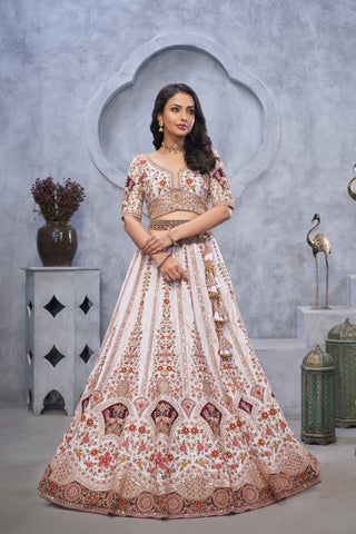 Light Purple Organza Silk Bridal Lehenga with Zari Paisley Embroider