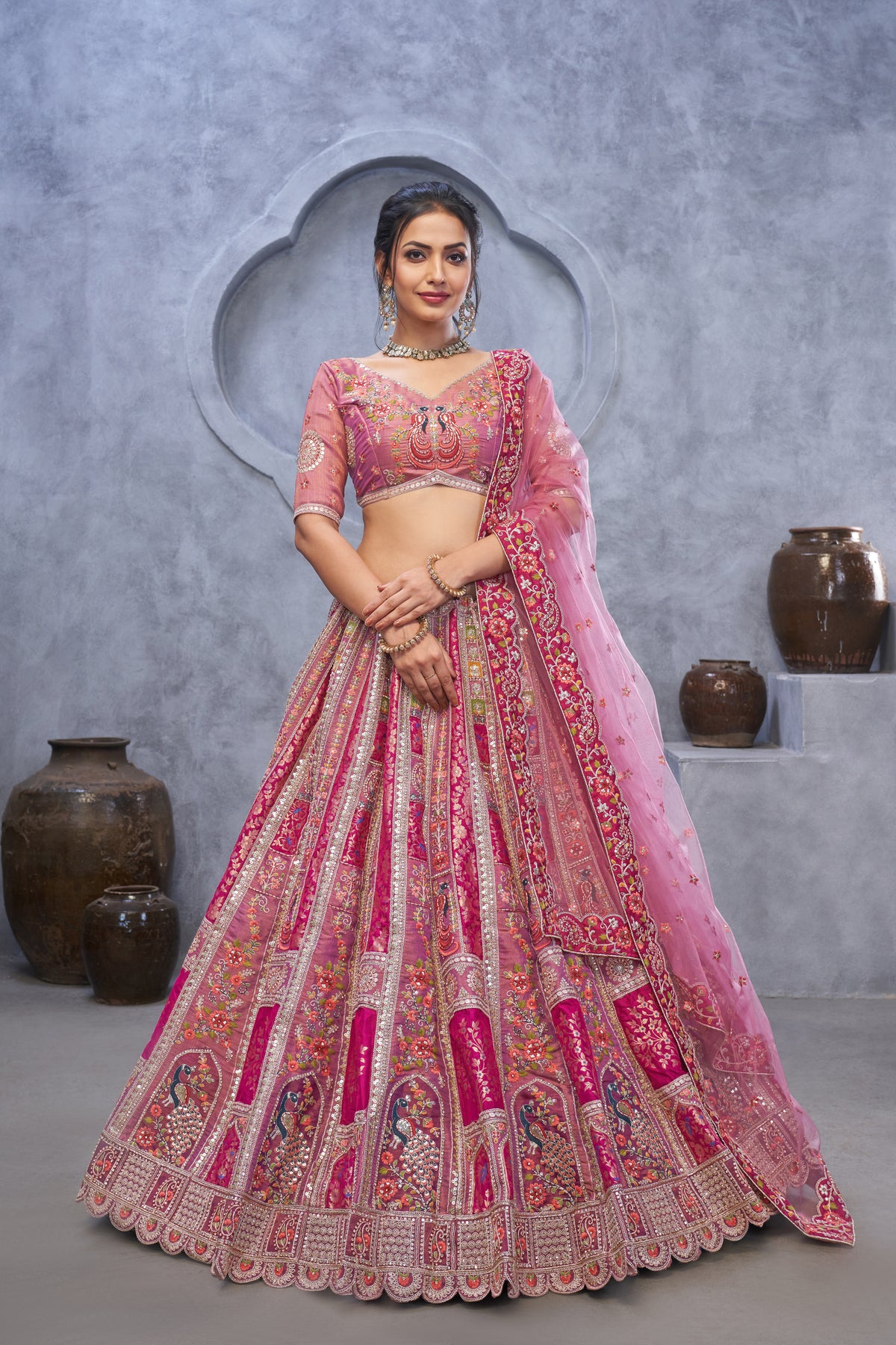 Magenta Purple Art Silk Bridal Lehenga with Dupatta