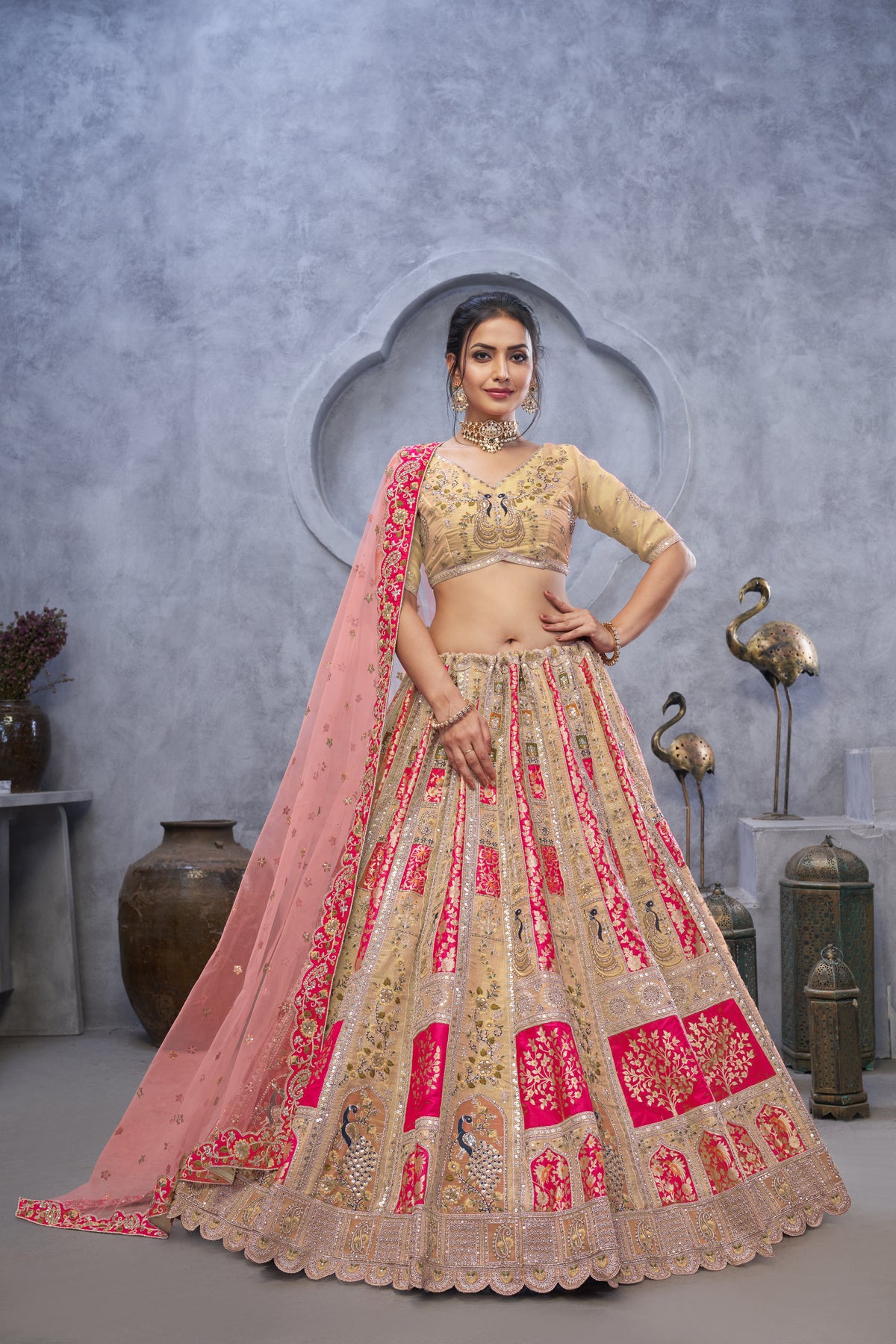Magenta Rani Art Silk Bridal Lehenga Choli with Dupatta