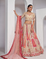 Ivory Color Peacock Designer Banarasi Silk Lehenga Choli Set