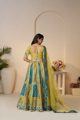 Yellow Color Perfect Wedding Designer Banarasi Silk Lehenga Choli Set