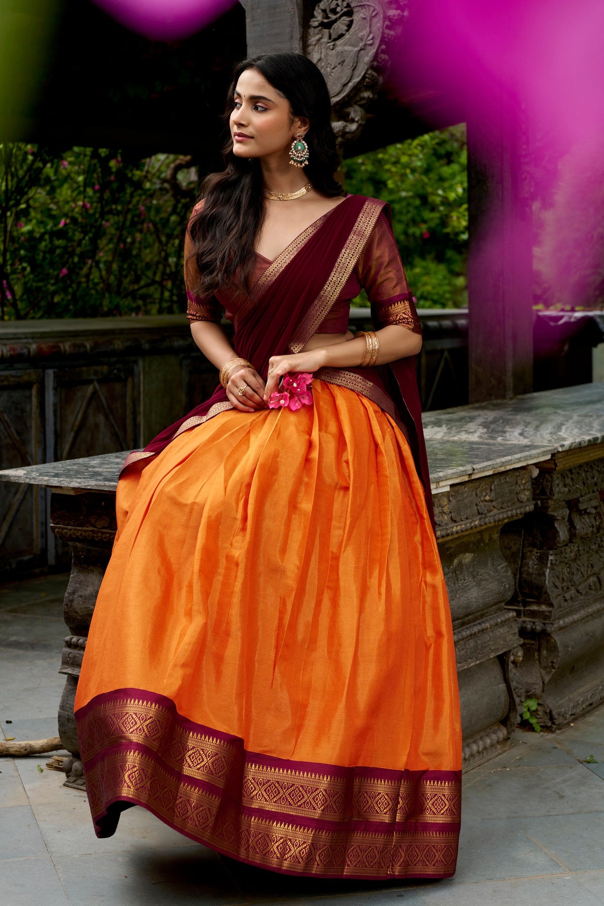 Kanchipuram Zari Traditional Lehenga Set | Tulip Designer
