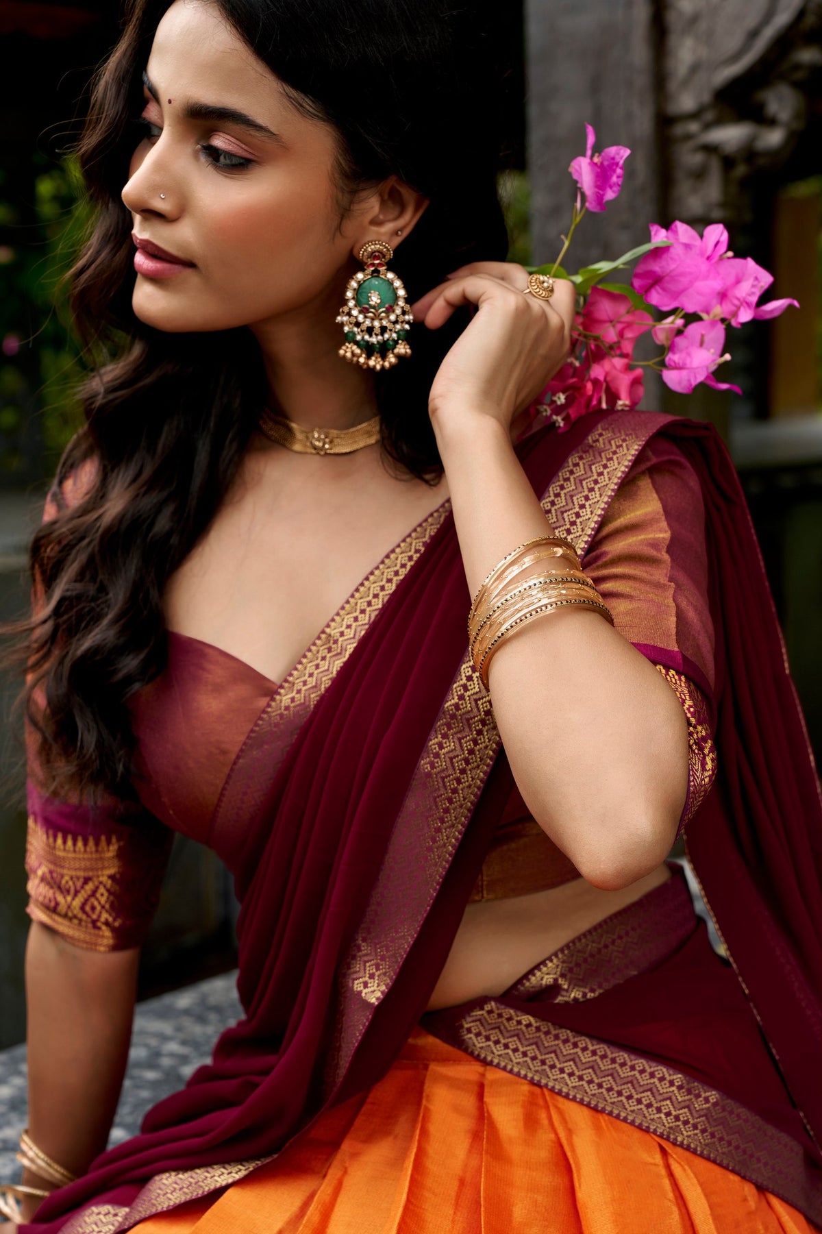 Kanchipuram Zari Traditional Lehenga Set | Tulip Designer

