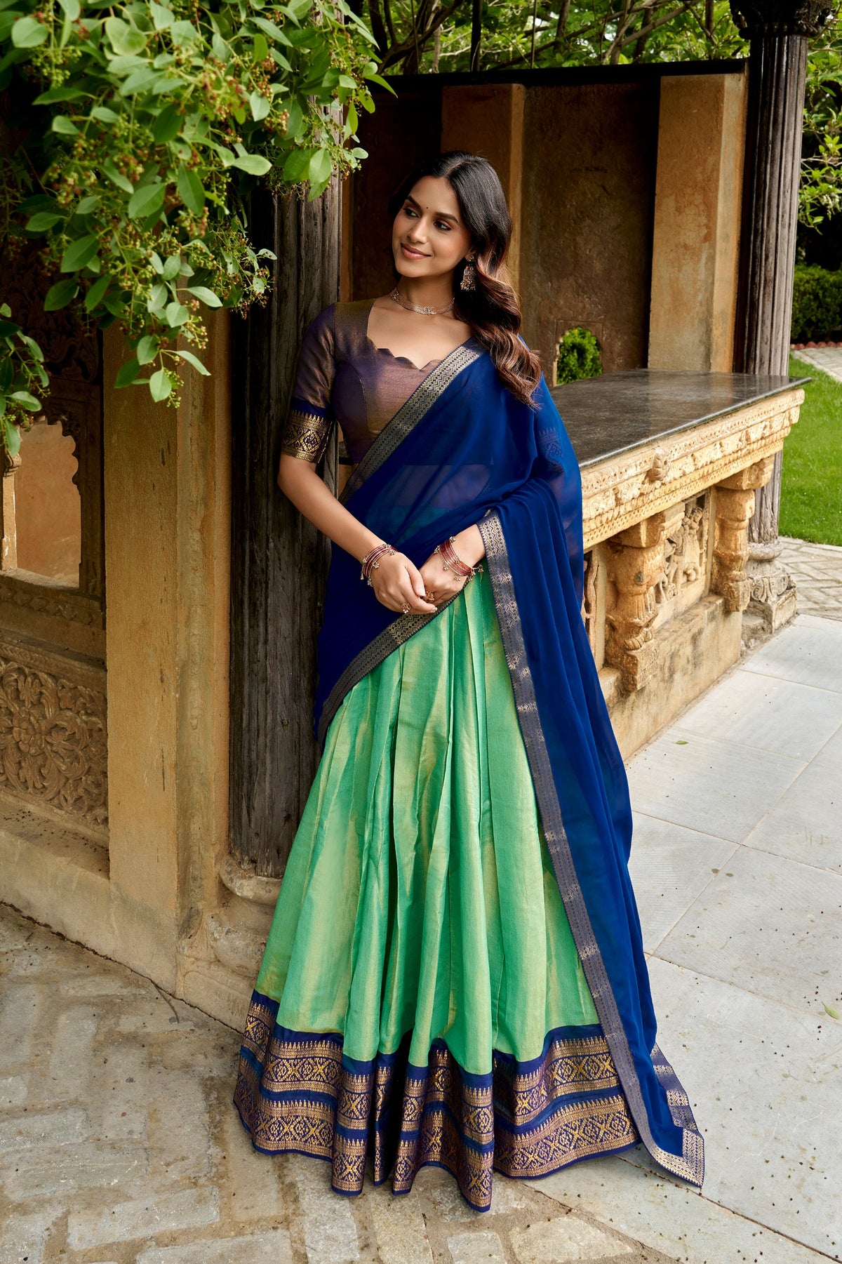 Kanchipuram Zari Traditional Lehenga Set | Tulip Designer
