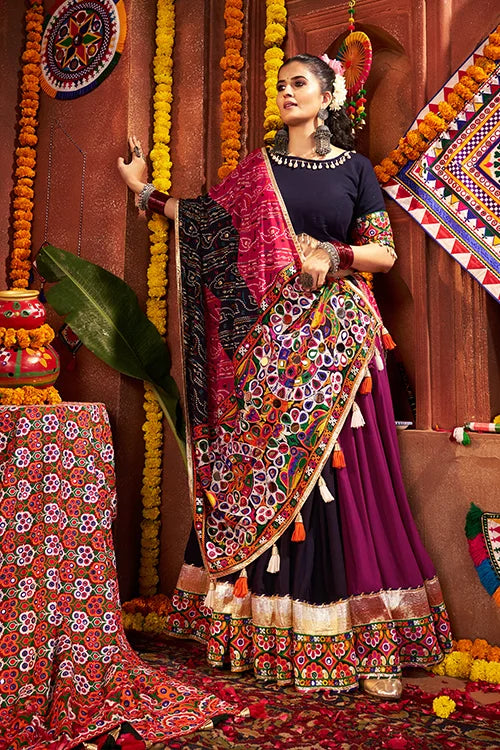 Traditional Mirror Work Chaniya Choli for Navratri Night