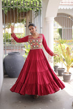 Classic Kutchi Gamthi Thread Work Ethnic Festival Gown
