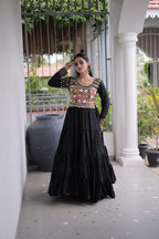 Classic Kutchi Gamthi Thread Work Ethnic Festival Gown
