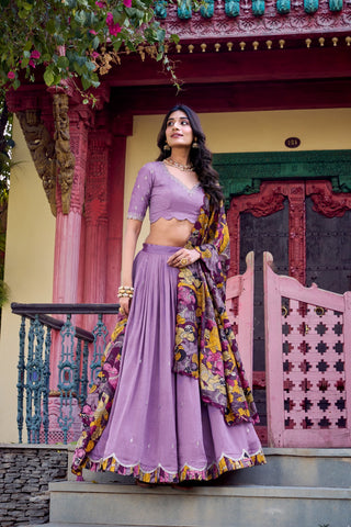 Traditional Glamour in Vichitra Silk Lehenga Choli with Kalamkari Dupatta