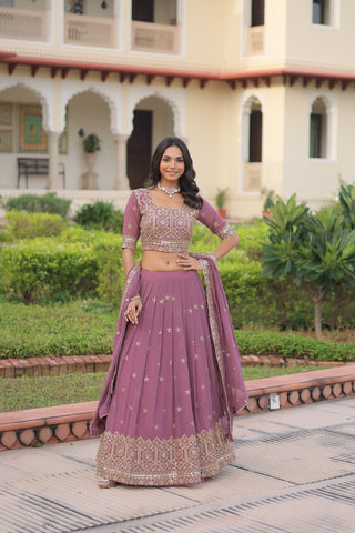 TILTON WEDDING SPECIAL FAUX GEORGETTE SEQUINS AND ZARI EMBROIDERED LEHENGA CHOLI WITH DUPATTA