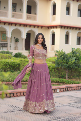 TILTON WEDDING SPECIAL FAUX GEORGETTE SEQUINS AND ZARI EMBROIDERED LEHENGA CHOLI WITH DUPATTA