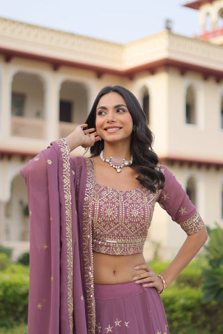 TILTON WEDDING SPECIAL FAUX GEORGETTE SEQUINS AND ZARI EMBROIDERED LEHENGA CHOLI WITH DUPATTA
