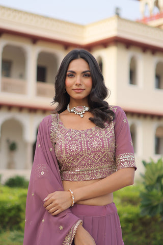 TILTON WEDDING SPECIAL FAUX GEORGETTE SEQUINS AND ZARI EMBROIDERED LEHENGA CHOLI WITH DUPATTA