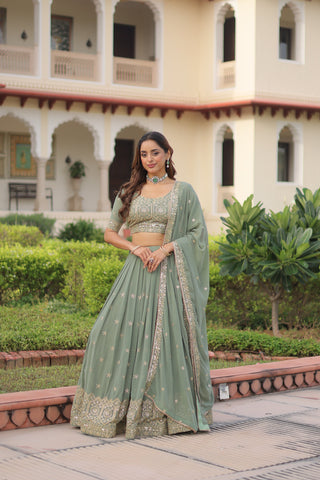 TILTON WEDDING SPECIAL FAUX GEORGETTE SEQUINS AND ZARI EMBROIDERED LEHENGA CHOLI WITH DUPATTA
