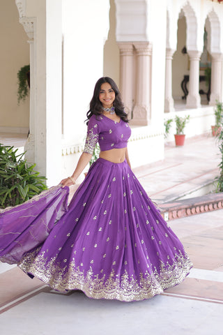 TILTON WEDDING SPECIAL VICHITRA SILK SEQUINS AND ZARI EMBROIDERED LEHENGA CHOLI WITH DUPATTA