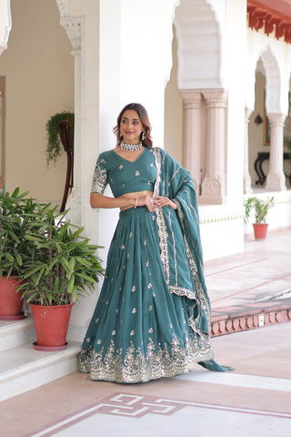 TILTON WEDDING SPECIAL VICHITRA SILK SEQUINS AND ZARI EMBROIDERED LEHENGA CHOLI WITH DUPATTA