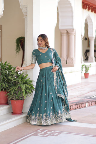 TILTON WEDDING SPECIAL VICHITRA SILK SEQUINS AND ZARI EMBROIDERED LEHENGA CHOLI WITH DUPATTA