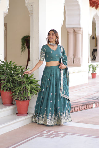 TILTON WEDDING SPECIAL VICHITRA SILK SEQUINS AND ZARI EMBROIDERED LEHENGA CHOLI WITH DUPATTA
